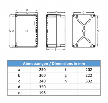 Installationsgehäuse IP67 (250x360x200mm) - mit Transparentdeckel